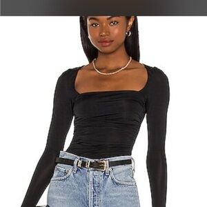 Women’s Black Square-Neck Long Sleeve Top